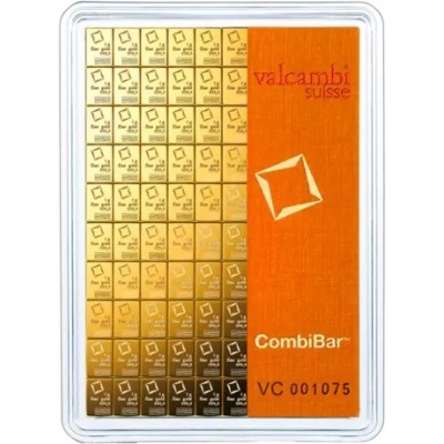 Valcambi 100 x 1g Combi bar - zlatá investičná tehla