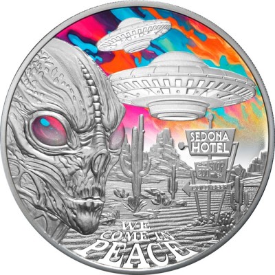 Mimozemské stretnutia - 1 Oz - strieborná zberateľská minca