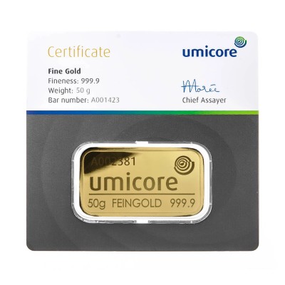 Umicore - 50g - investičný zlatý zliatok