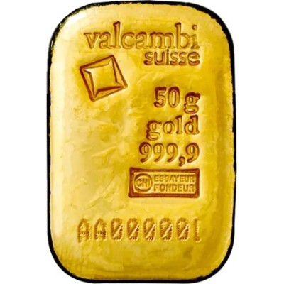 Valcambi 50 g - Investičná zlatá těhlička (v dizajne odlievané/vyrazené)