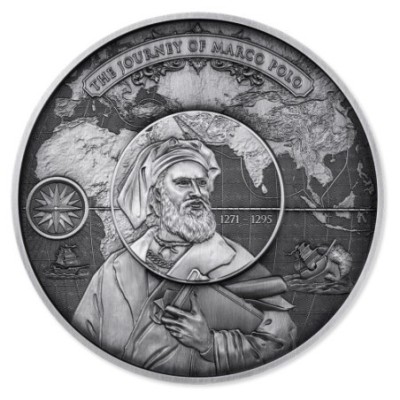 Marco Polo - 5 Oz - strieborná puzzle pozlátená zberateľská minca