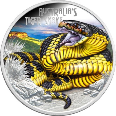 Australian Tiger Snake - strieborná minca s nominálnou hodnotou 1 Oz