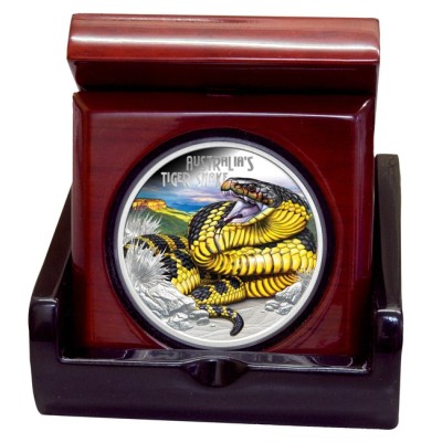 Australian Tiger Snake - strieborná minca s nominálnou hodnotou 1 Oz