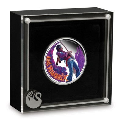 Jimi Hendrix - strieborná zberateľská minca s hmotnosťou 1 oz