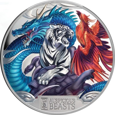 Auspicious Beasts - 5 Oz - strieborná zberateľská minca