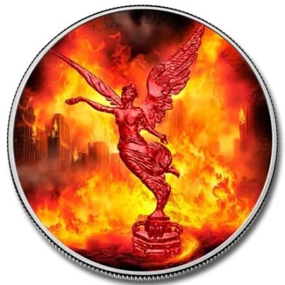 Mexiko Libertad - Sily prírody - Oheň - 1 Oz - strieborná zberateľská minca
