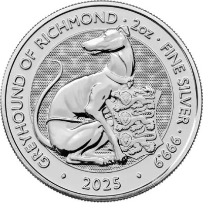 Tudor Beasts Greyhound of Richmond - 2 Oz - strieborná investičná minca