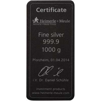 Heimerle + Meule - 1 KG - strieborný investičný zliatok