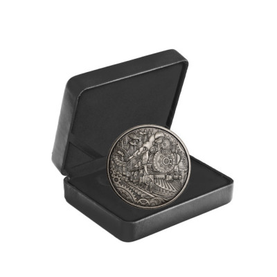 Steam Locomotive - 3 Oz - strieborná zberateľská minca