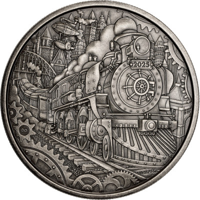 Steam Locomotive - 3 Oz - strieborná zberateľská minca