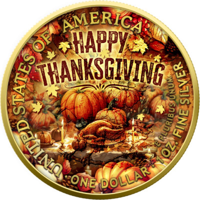 American Eagle, Happy Thanksgiving Day - 1 Oz - strieborná zberateľská minca
