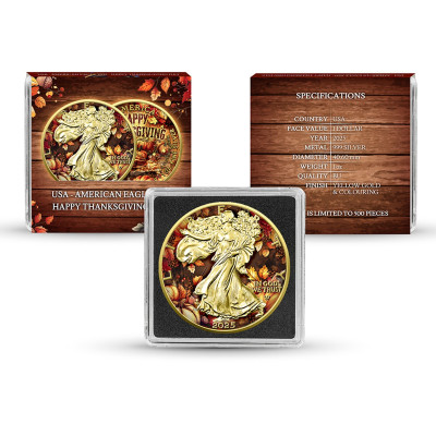 American Eagle, Happy Thanksgiving Day - 1 Oz - strieborná zberateľská minca