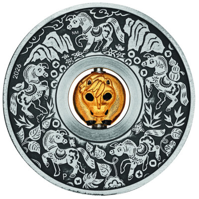 Lunar Rotating Horse  - 1 Oz - strieborná zberateľská minca