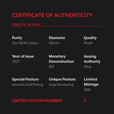 Lunar Goat (2027) – 5 Oz – strieborná zberateľská minca v kvalite proof