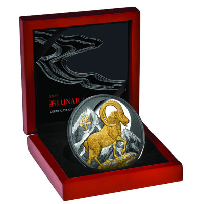 Lunar Goat (2027) – 5 Oz – strieborná zberateľská minca v kvalite proof
