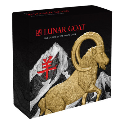 Lunar Goat (2027) – 5 Oz – strieborná zberateľská minca v kvalite proof