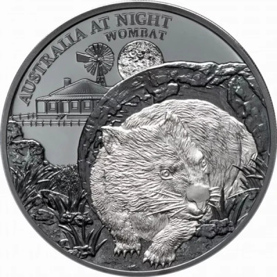 Wombat (2021) – 1 Oz – strieborná zberateľská minca v čiernom proof vyhotovení